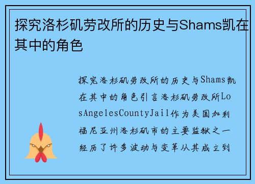 探究洛杉矶劳改所的历史与Shams凯在其中的角色